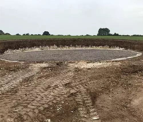 This image shows groundwork prepared for an equestrian arena, highlighting our expert site planning and consultation services to ensure the perfect foundation.